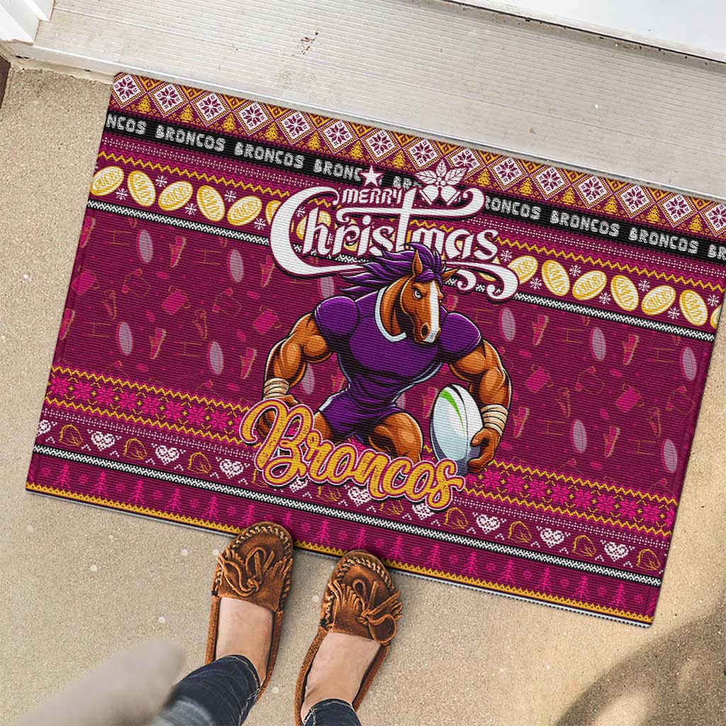Broncos Rugby Xmas Rubber Doormat Australia NRL Mascot