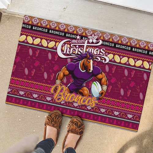 Broncos Rugby Xmas Rubber Doormat Australia NRL Mascot