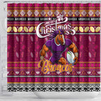 Broncos Rugby Xmas Shower Curtain Australia NRL Mascot