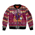 Personalized Broncos Rugby Xmas Sleeve Zip Bomber Jacket Australia NRL Mascot