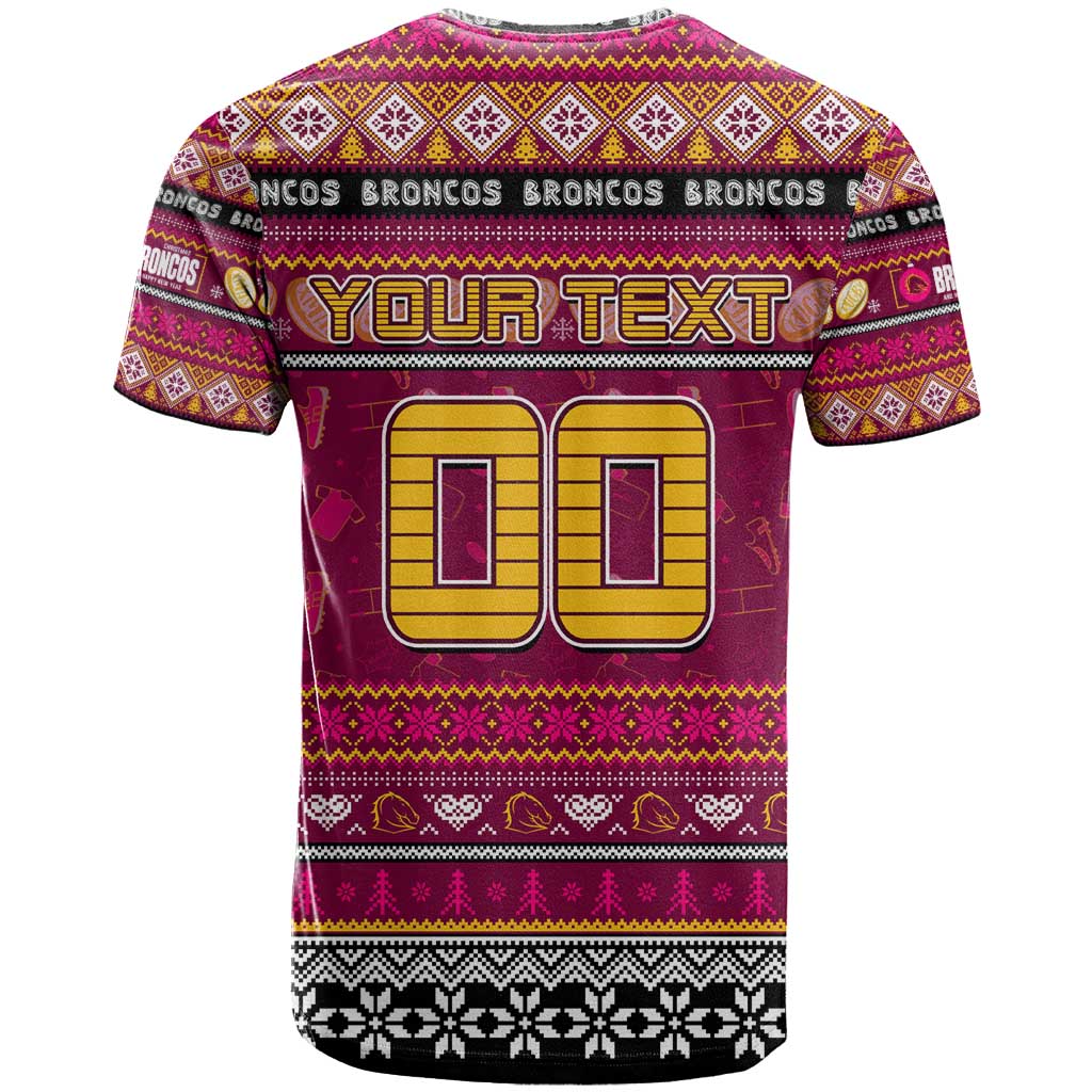 Personalized Broncos Rugby Xmas T Shirt Australia NRL Mascot