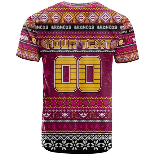 Personalized Broncos Rugby Xmas T Shirt Australia NRL Mascot