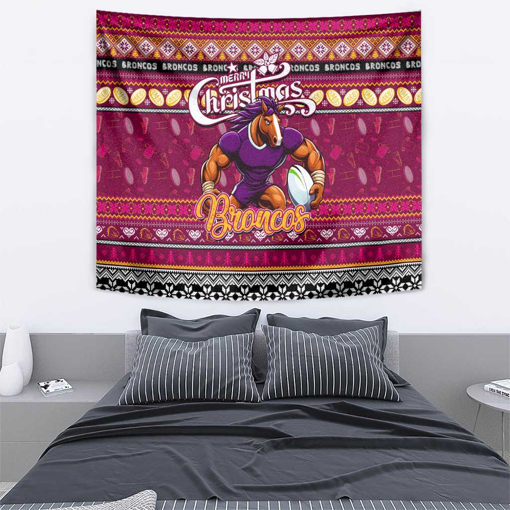 Broncos Rugby Xmas Tapestry Australia NRL Mascot