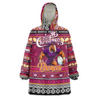 Personalized Broncos Rugby Xmas Wearable Blanket Hoodie Australia NRL Mascot