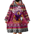 Personalized Broncos Rugby Xmas Wearable Blanket Hoodie Australia NRL Mascot
