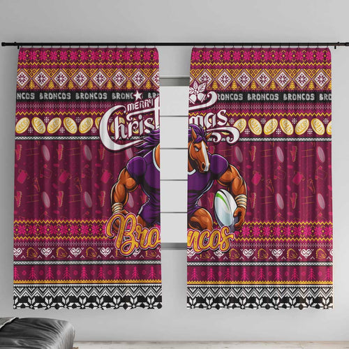 Broncos Rugby Xmas Window Curtain Australia NRL Mascot