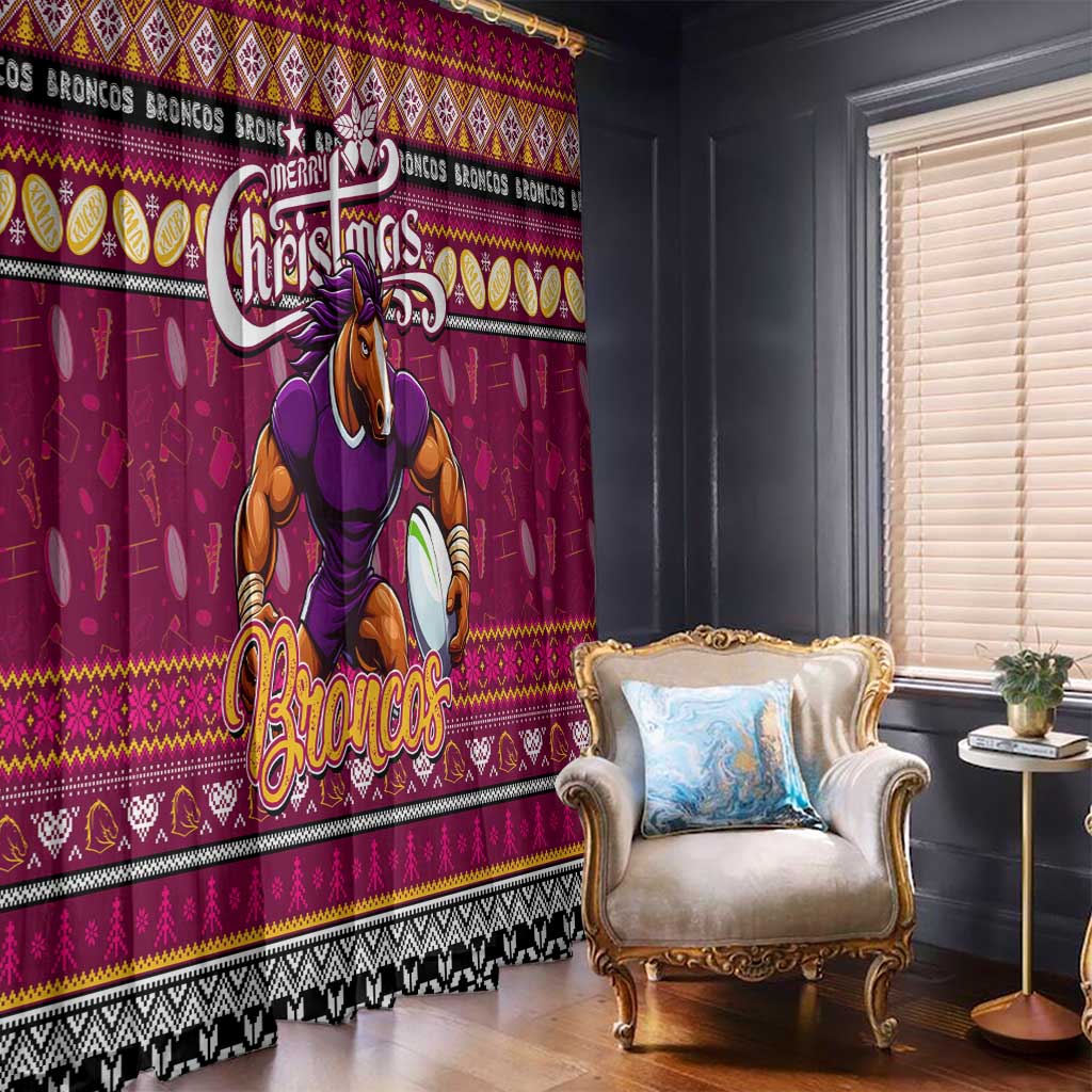 Broncos Rugby Xmas Window Curtain Australia NRL Mascot