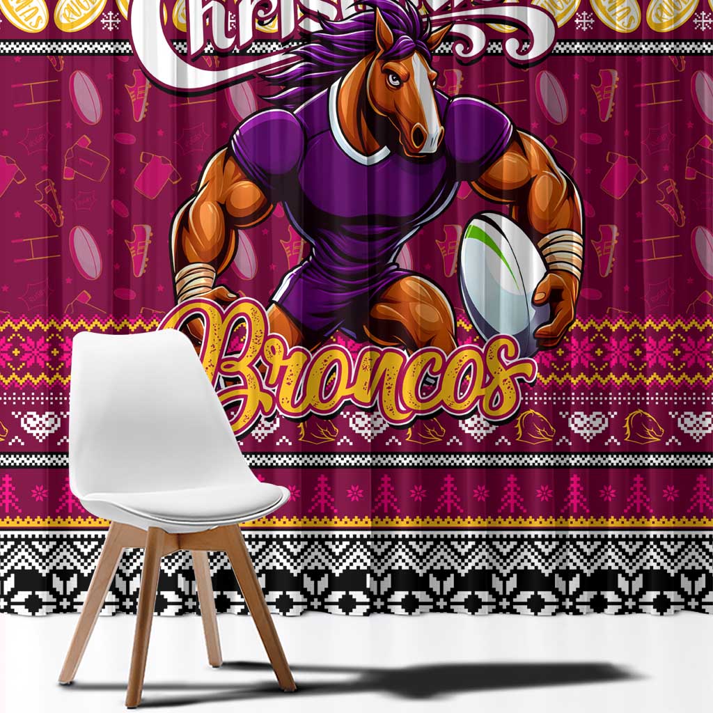 Broncos Rugby Xmas Window Curtain Australia NRL Mascot