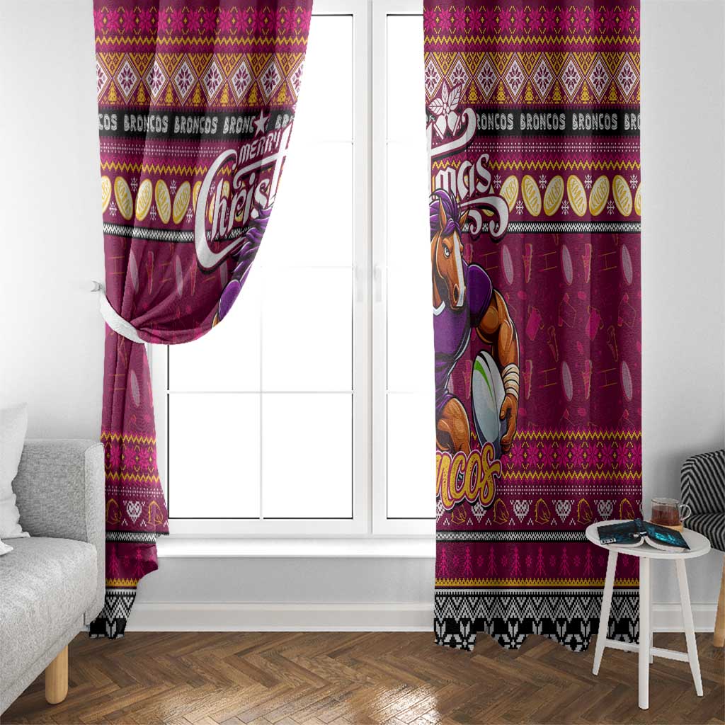 Broncos Rugby Xmas Window Curtain Australia NRL Mascot