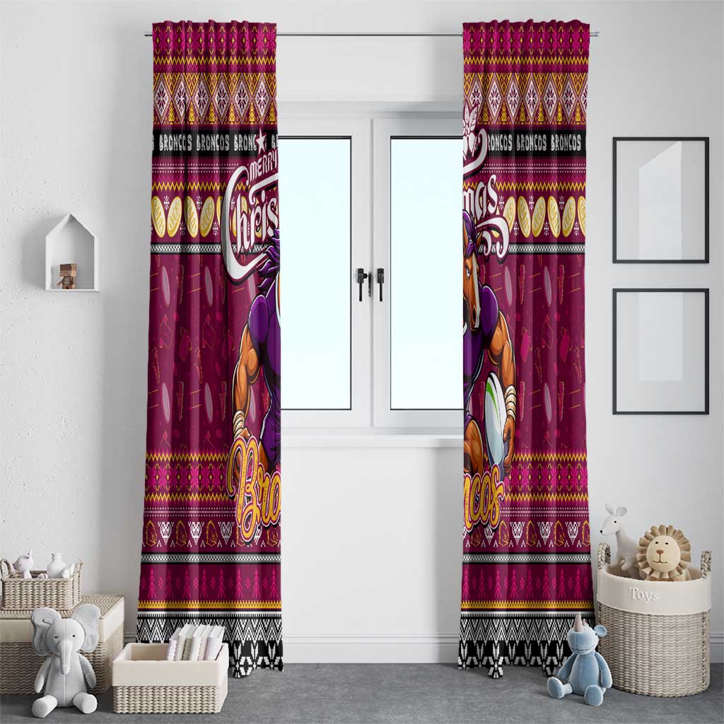 Broncos Rugby Xmas Window Curtain Australia NRL Mascot