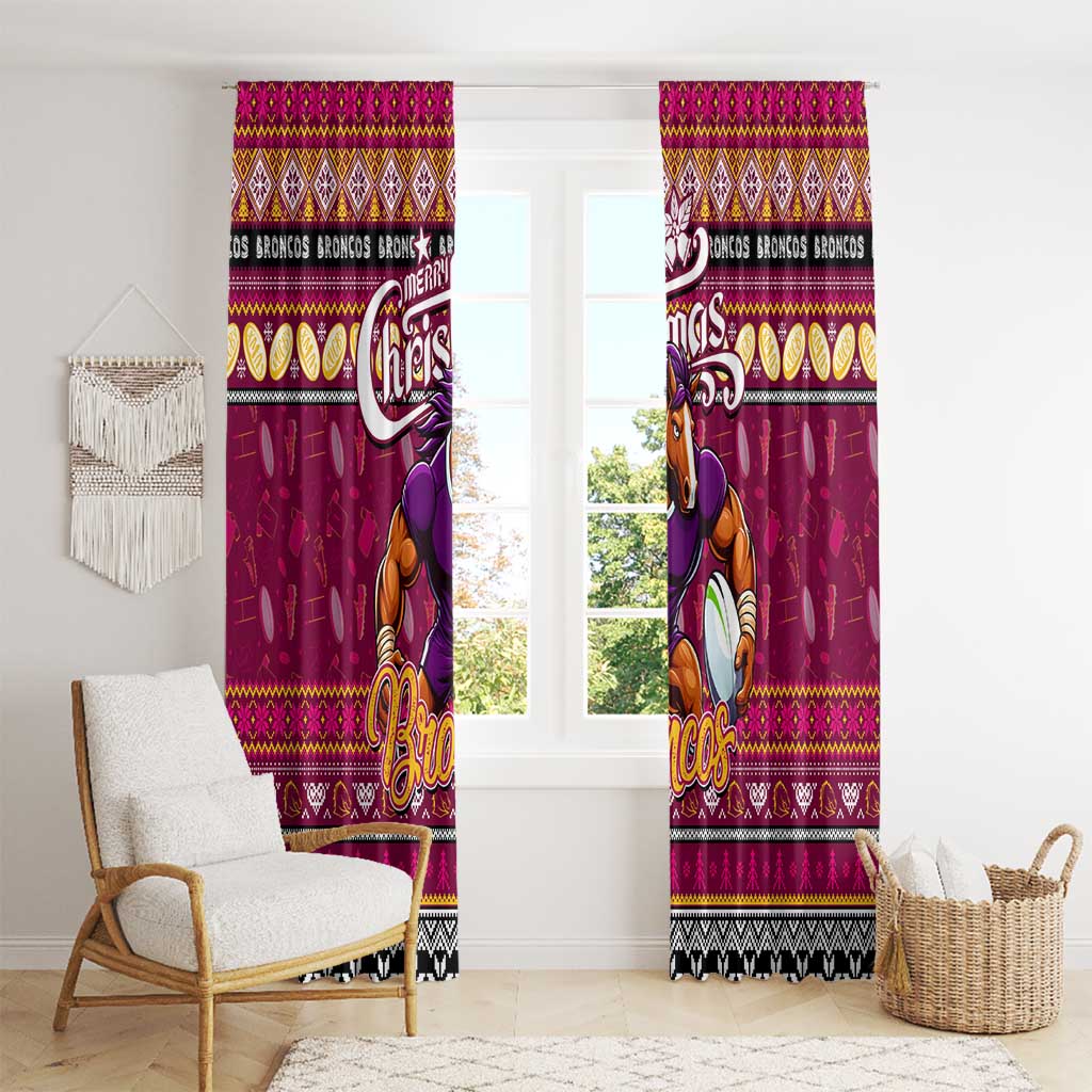 Broncos Rugby Xmas Window Curtain Australia NRL Mascot