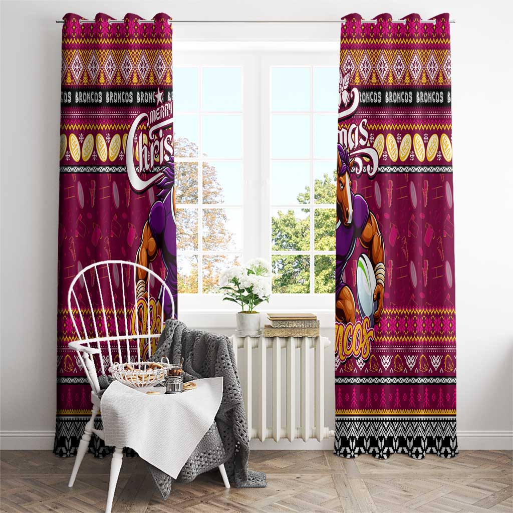 Broncos Rugby Xmas Window Curtain Australia NRL Mascot