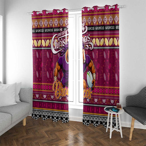 Broncos Rugby Xmas Window Curtain Australia NRL Mascot