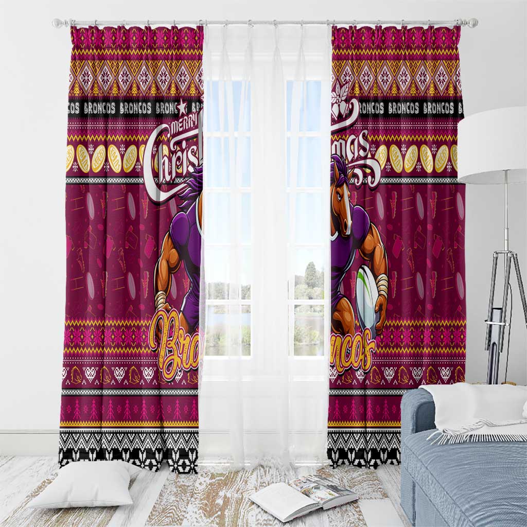 Broncos Rugby Xmas Window Curtain Australia NRL Mascot