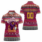 Personalized Broncos Rugby Xmas Women Polo Shirt Australia NRL Mascot