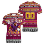 Personalized Broncos Rugby Xmas Women V-Neck T-Shirt Australia NRL Mascot