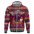 Personalized Broncos Rugby Xmas Zip Hoodie Australia NRL Mascot