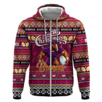 Personalized Broncos Rugby Xmas Zip Hoodie Australia NRL Mascot