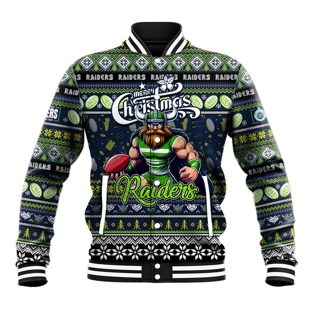 Personalized Raiders Rugby Xmas Baseball Jacket Australia NRL Mascot