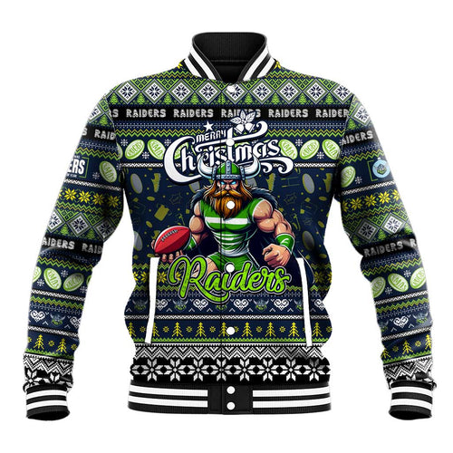 Personalized Raiders Rugby Xmas Baseball Jacket Australia NRL Mascot