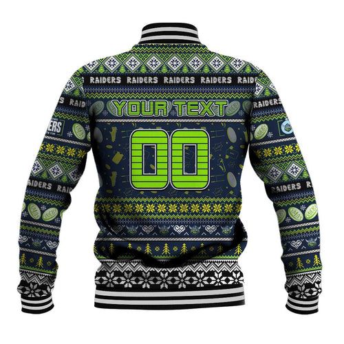Personalized Raiders Rugby Xmas Baseball Jacket Australia NRL Mascot