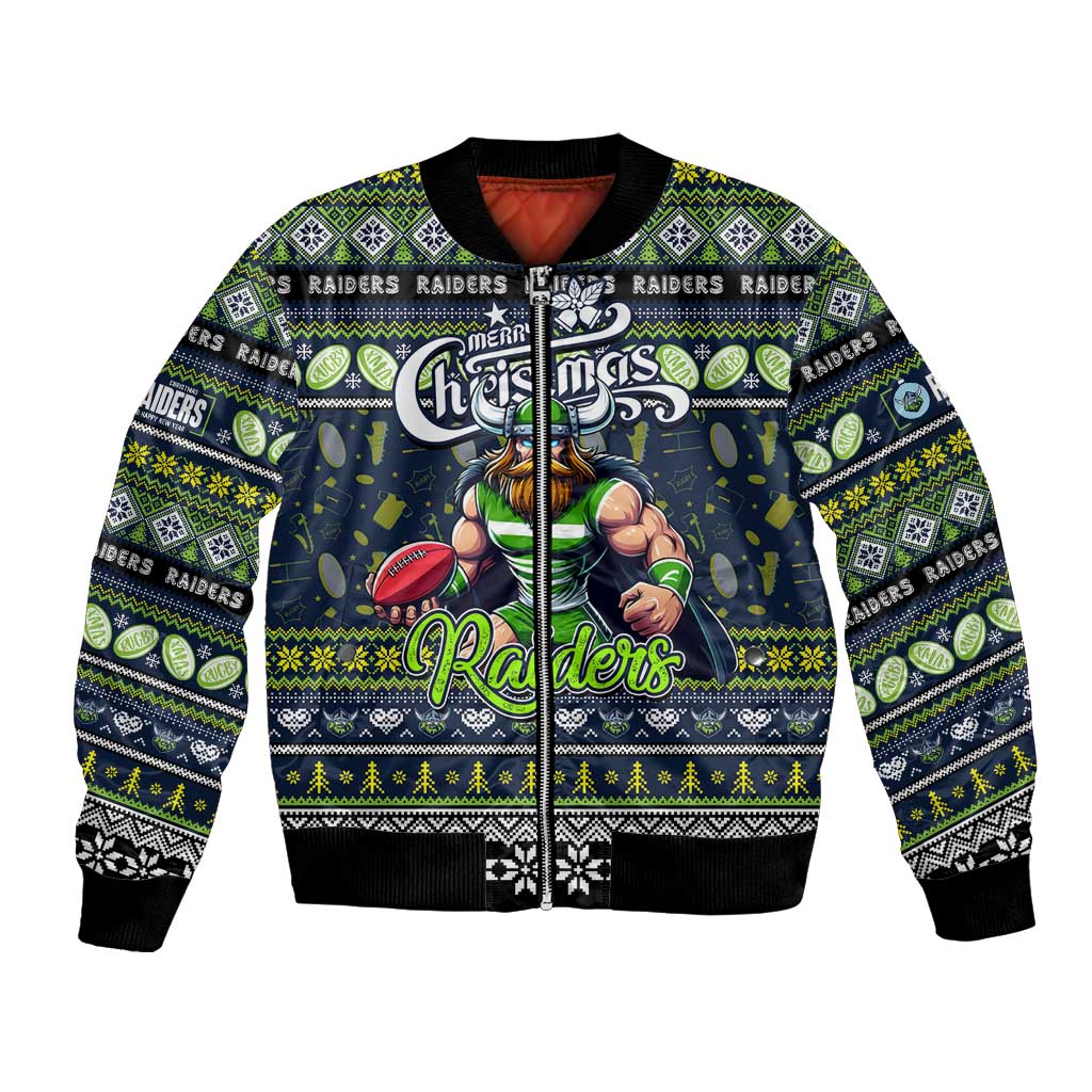 Personalized Raiders Rugby Xmas Bomber Jacket Australia NRL Mascot