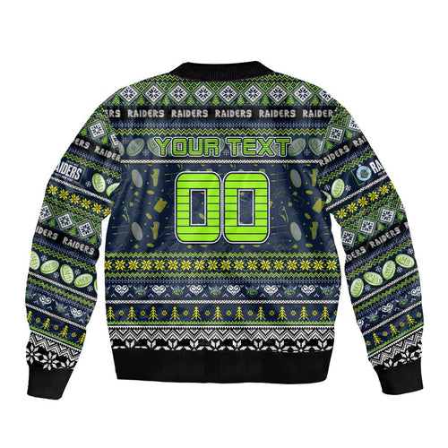 Personalized Raiders Rugby Xmas Bomber Jacket Australia NRL Mascot