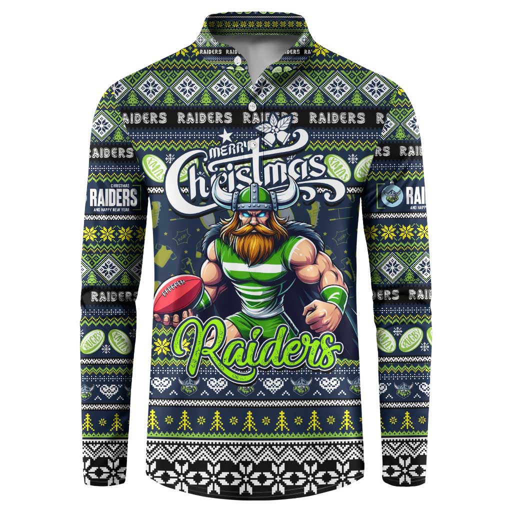 Personalized Raiders Rugby Xmas Button Sweatshirt Australia NRL Mascot