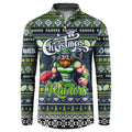 Personalized Raiders Rugby Xmas Button Sweatshirt Australia NRL Mascot