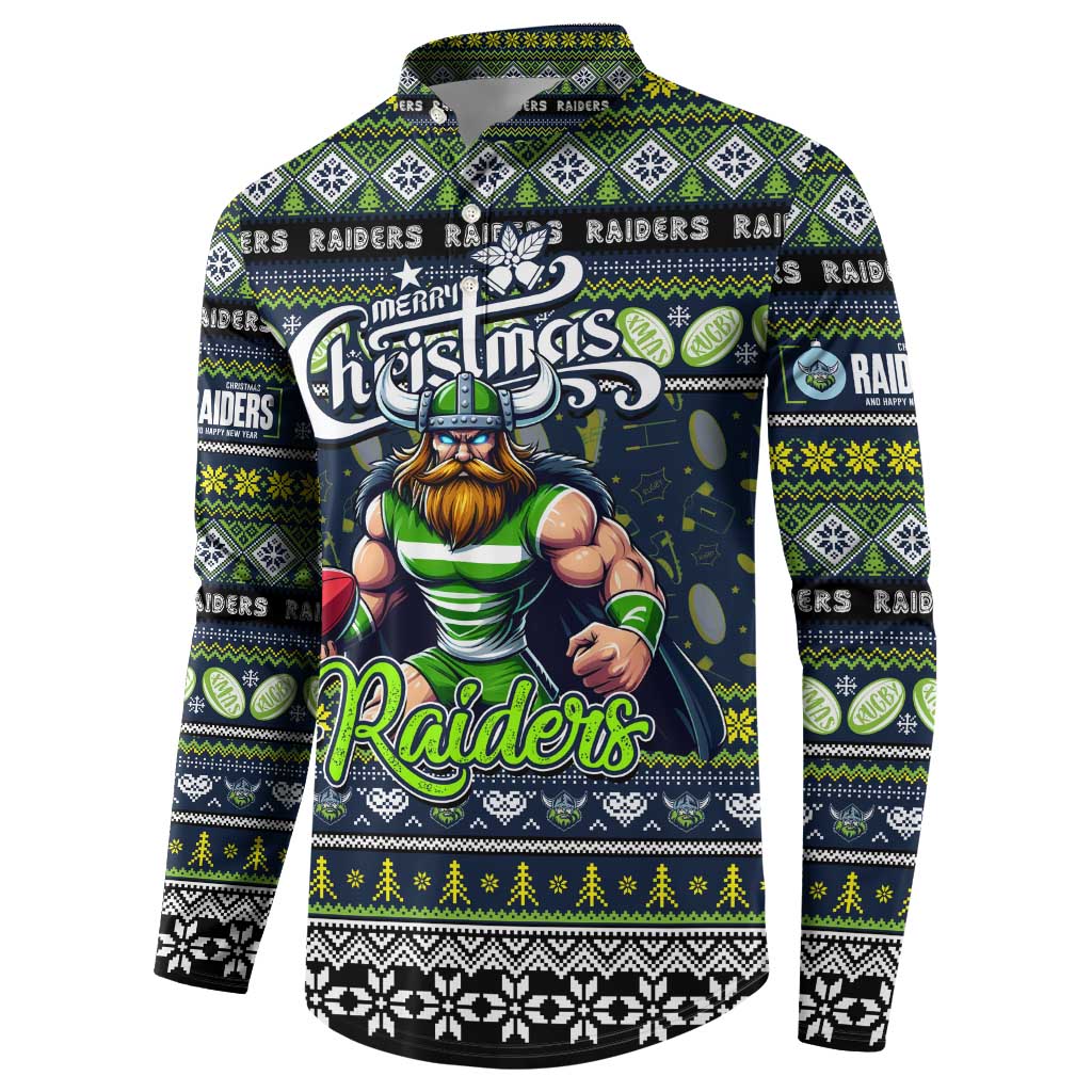 Personalized Raiders Rugby Xmas Button Sweatshirt Australia NRL Mascot