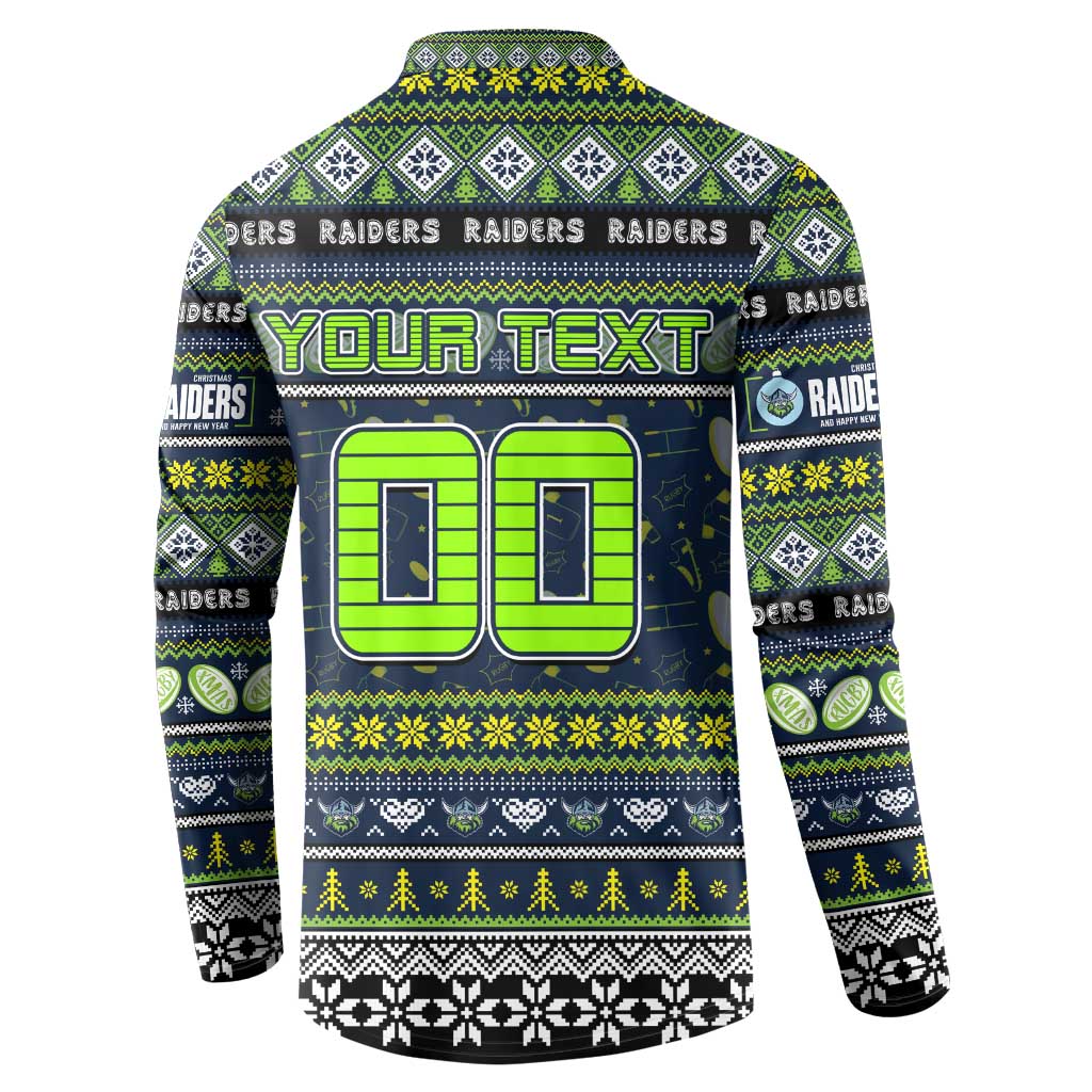 Personalized Raiders Rugby Xmas Button Sweatshirt Australia NRL Mascot