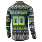 Personalized Raiders Rugby Xmas Button Sweatshirt Australia NRL Mascot