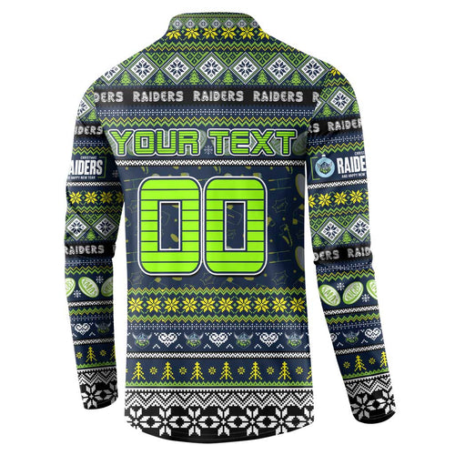 Personalized Raiders Rugby Xmas Button Sweatshirt Australia NRL Mascot