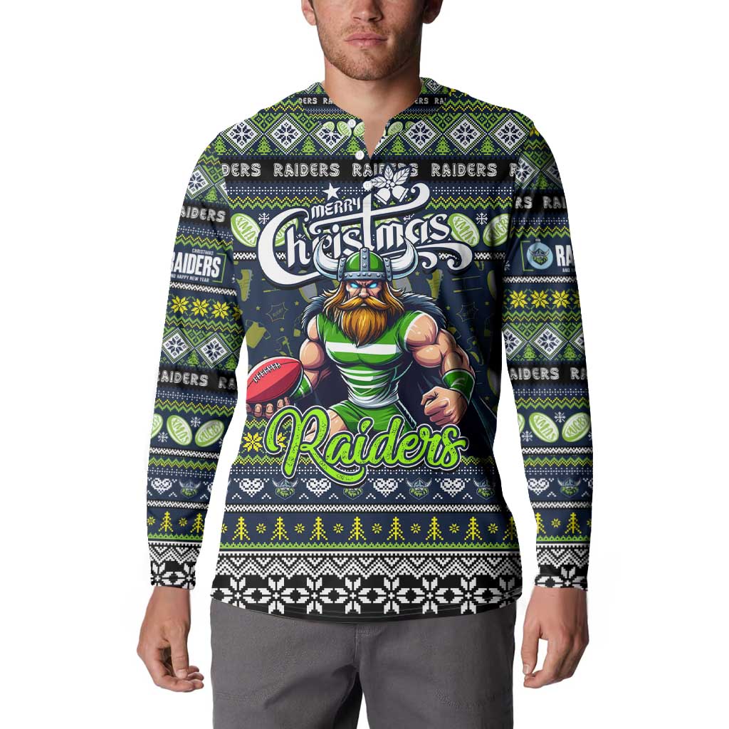 Personalized Raiders Rugby Xmas Button Sweatshirt Australia NRL Mascot