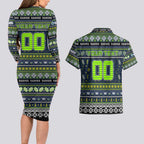Personalized Raiders Rugby Xmas Couples Matching Long Sleeve Bodycon Dress and Hawaiian Shirt Australia NRL Mascot