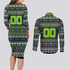 Personalized Raiders Rugby Xmas Couples Matching Long Sleeve Bodycon Dress and Long Sleeve Button Shirt Australia NRL Mascot