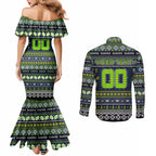 Personalized Raiders Rugby Xmas Couples Matching Mermaid Dress and Long Sleeve Button Shirt Australia NRL Mascot