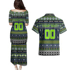 Personalized Raiders Rugby Xmas Couples Matching Puletasi and Hawaiian Shirt Australia NRL Mascot