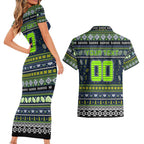 Personalized Raiders Rugby Xmas Couples Matching Short Sleeve Bodycon Dress and Hawaiian Shirt Australia NRL Mascot