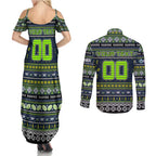 Personalized Raiders Rugby Xmas Couples Matching Summer Maxi Dress and Long Sleeve Button Shirt Australia NRL Mascot