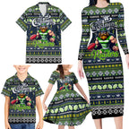 Personalized Raiders Rugby Xmas Family Matching Long Sleeve Bodycon Dress and Hawaiian Shirt Australia NRL Mascot