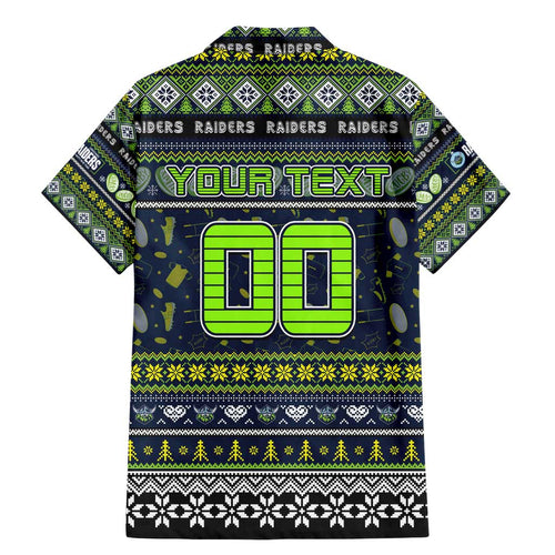 Personalized Raiders Rugby Xmas Family Matching Mermaid Dress and Hawaiian Shirt Australia NRL Mascot