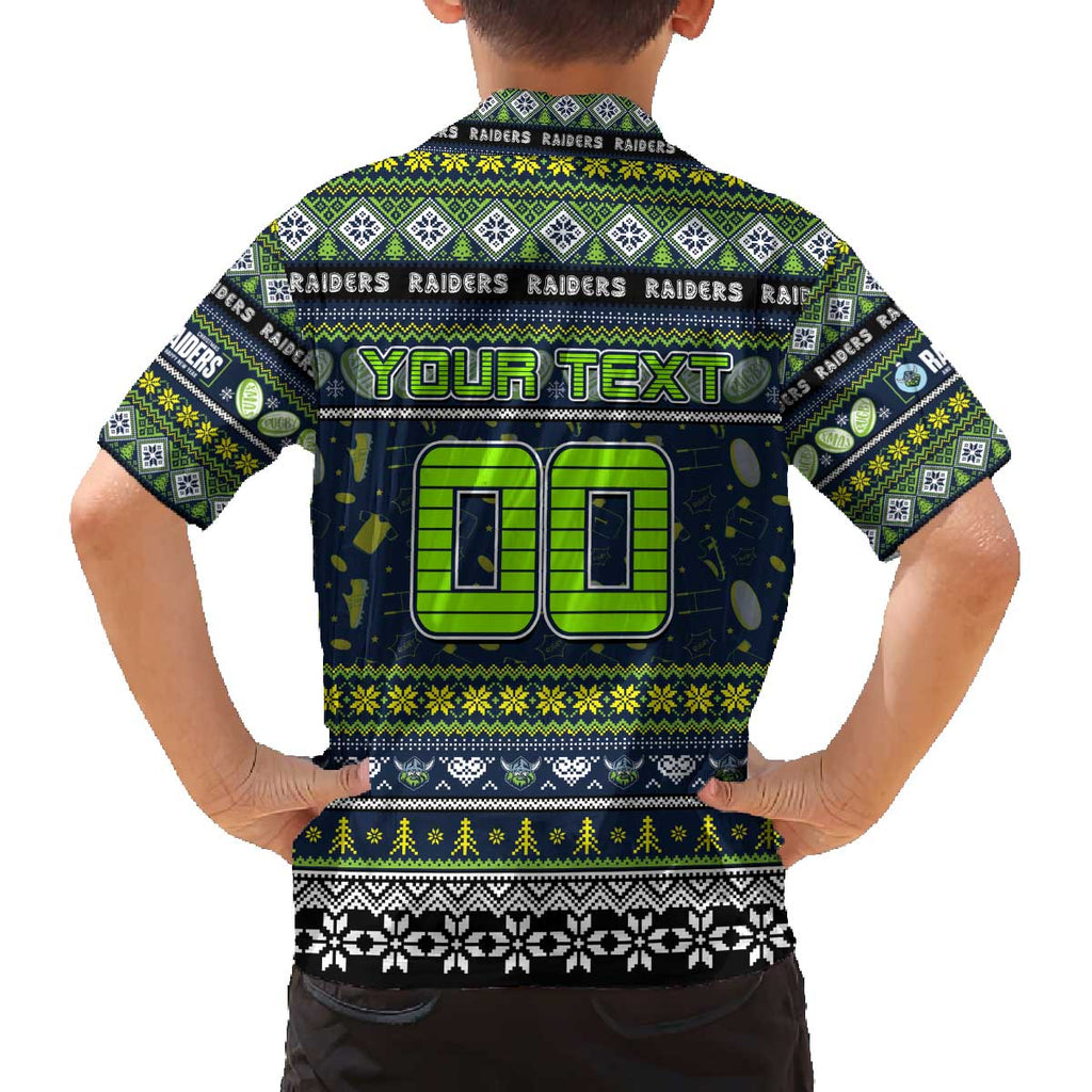 Personalized Raiders Rugby Xmas Family Matching Off The Shoulder Long Sleeve Dress and Hawaiian Shirt Australia NRL Mascot