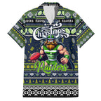 Personalized Raiders Rugby Xmas Family Matching Off The Shoulder Long Sleeve Dress and Hawaiian Shirt Australia NRL Mascot