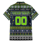 Personalized Raiders Rugby Xmas Family Matching Off The Shoulder Long Sleeve Dress and Hawaiian Shirt Australia NRL Mascot