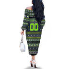 Personalized Raiders Rugby Xmas Family Matching Off The Shoulder Long Sleeve Dress and Hawaiian Shirt Australia NRL Mascot