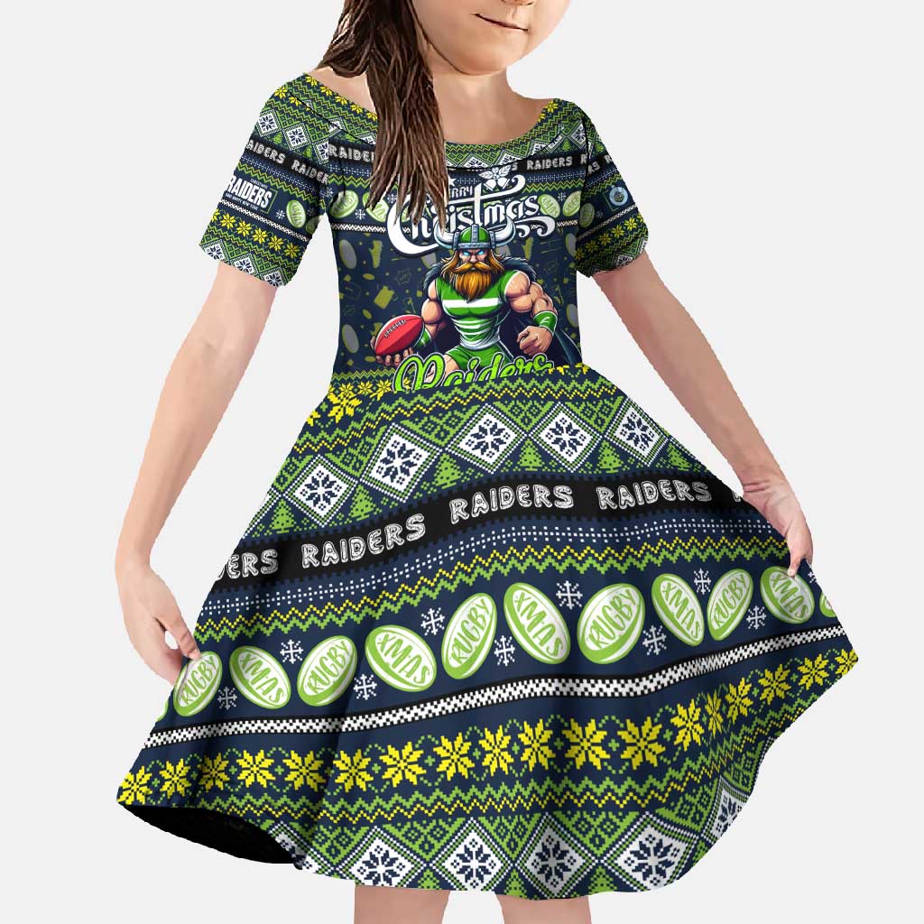 Personalized Raiders Rugby Xmas Family Matching Off Shoulder Maxi Dress and Hawaiian Shirt Australia NRL Mascot