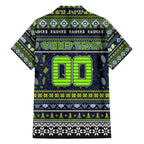 Personalized Raiders Rugby Xmas Family Matching Off Shoulder Maxi Dress and Hawaiian Shirt Australia NRL Mascot
