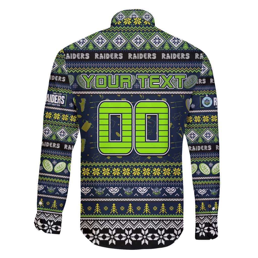 Personalized Raiders Rugby Xmas Family Matching Off Shoulder Maxi Dress and Hawaiian Shirt Australia NRL Mascot
