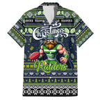 Personalized Raiders Rugby Xmas Family Matching Off Shoulder Short Dress and Hawaiian Shirt Australia NRL Mascot